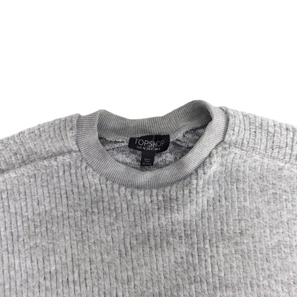 Topshop Bell Wide Sleeve Fall Gray Ribbed Cropped Loose-fit Sweater size Small - Picture 3 of 4
